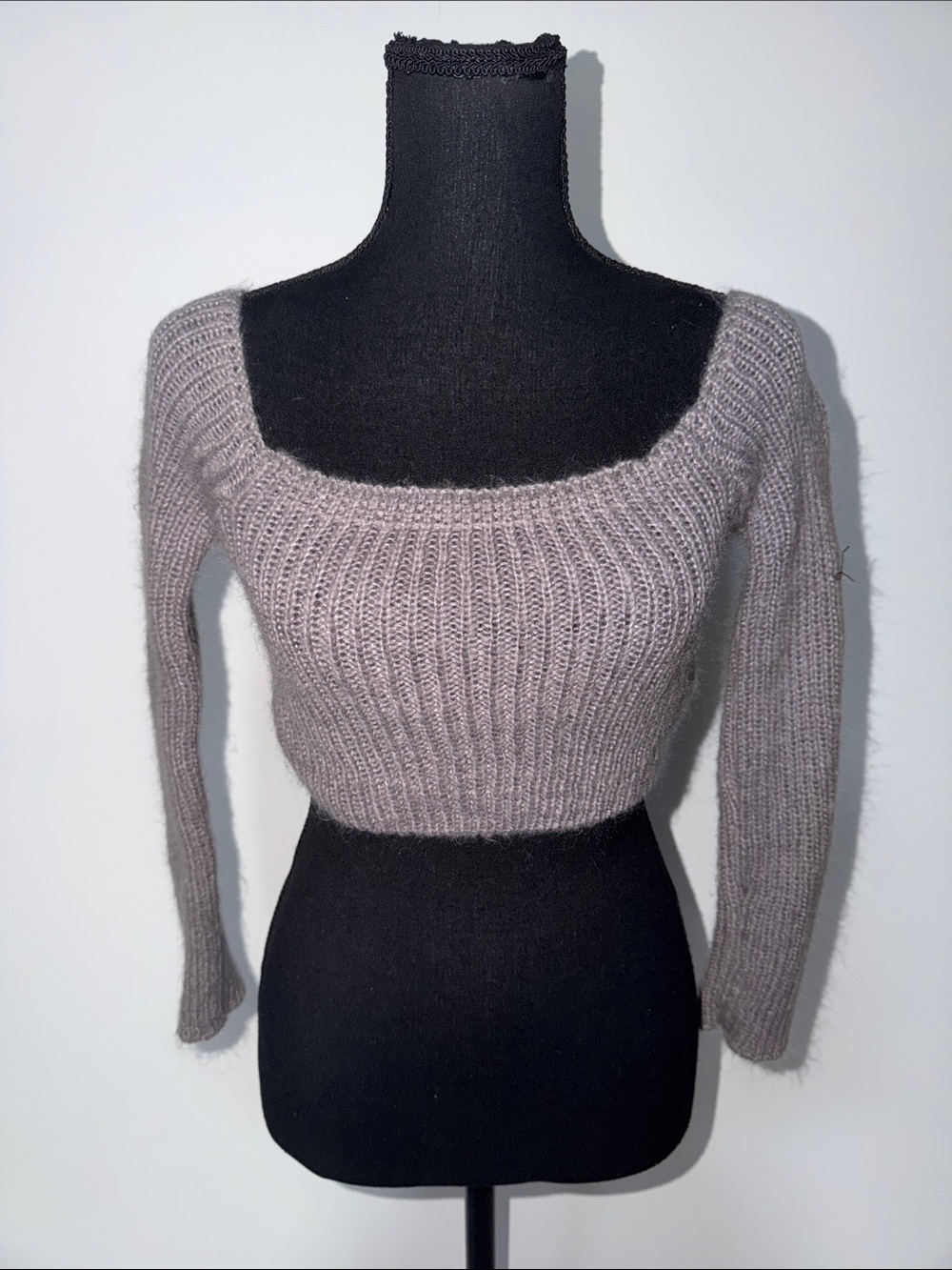 Fashion Nova Off-the-Shoulder Ribbed Cropped Sweater - Mauve